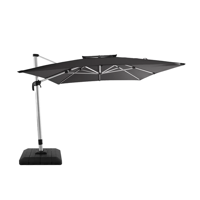 Parasol de patio excentré Allen + Roth, aluminium et polyester, inclinable et rotatif, gris 1 Parasol de patio excentré Allen + Roth, aluminium et polyester, inclinable et rotatif, gris