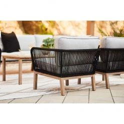 Ensemble de 2 fauteuils de patio Positano d'Allen + Roth, beige et noir, acier et oléfine -ALLEN + ROTH Soldes Boutique 48655138d L