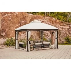 Causeuse d'extérieure Positano Allen + Roth, noir/tan/gris -ALLEN + ROTH Soldes Boutique 48655139e L