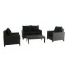 ALLEN + ROTH Ensemble de patio avec coussins noirs Wellesley de Style Selections avec cadre en métal (4 mcx)