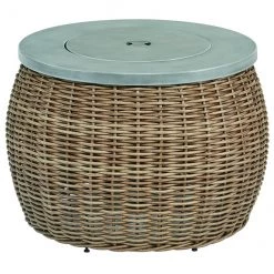 Table-foyer Allen + Roth au propane de 55 000 BTU en acier et en osier