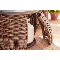 Table-foyer Allen + Roth au propane de 55 000 BTU en acier et en osier -ALLEN + ROTH Soldes Boutique 49095005d L