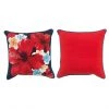 Coussin imprimé hibiscus Allen + Roth, 18 po x 18 po, rouge