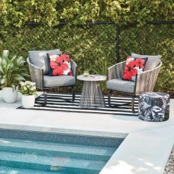 Coussin imprimé hibiscus Allen + Roth, 18 po x 18 po, rouge -ALLEN + ROTH Soldes Boutique 49235053c L