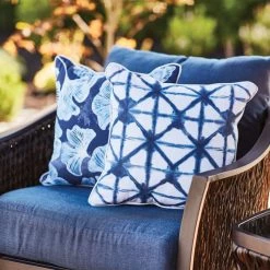 Coussin Gingko extérieur Allen + Roth,18 po x 18 po, bleu -ALLEN + ROTH Soldes Boutique 49235064c L