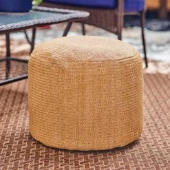 ALLEN + ROTH Pouf Allan + Roth, 18 po x 14 po, polyester, faux jute -ALLEN + ROTH Soldes Boutique 49235067c L