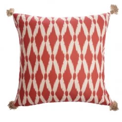 Coussin extérieur Ikat de Allen + Roth, 18 po x 18 po, rouge et blanc