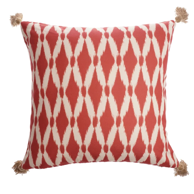 Coussin extérieur Ikat de Allen + Roth, 18 po x 18 po, rouge et blanc 1 Coussin extérieur Ikat de Allen + Roth, 18 po x 18 po, rouge et blanc