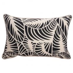 Coussin Allen + Roth pour patio, motif de feuilles, 18 po x 12 po, polyester, noir et blanc