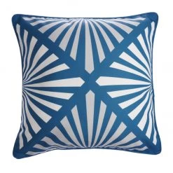 Coussin carré Allen + Roth pour patio, motif ligné, 18 po x 18 po, polyester, bleu