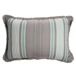 Coussin extérieur Allen + Roth avec rayures, 12 po x 18 po, polyester, vert et gris