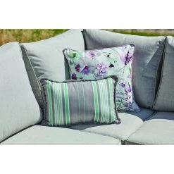 Coussin extérieur Allen + Roth avec rayures, 12 po x 18 po, polyester, vert et gris -ALLEN + ROTH Soldes Boutique 49235099d L