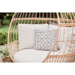 Coussin tressé Allen + Roth gris pâle en polyester de 18 po x 18 po -ALLEN + ROTH Soldes Boutique 49235139c L