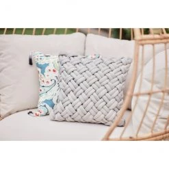 Coussin tressé Allen + Roth gris pâle en polyester de 18 po x 18 po -ALLEN + ROTH Soldes Boutique 49235139d L