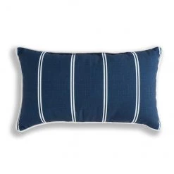 Coussin Allen + Roth bleu marine à rayures de 12 po x 18 po