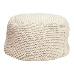 Pouf Allen + Roth en polyester tressé de couleur crème 18 po x 14 po