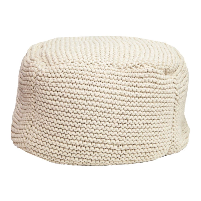 Pouf Allen + Roth en polyester tressé de couleur crème 18 po x 14 po 1 Pouf Allen + Roth en polyester tressé de couleur crème 18 po x 14 po