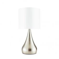 Lampes de table allen + roth, 18,5 po x 8,75 po, métal/tissu, nickel brossé/blanc, ensemble de 2