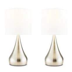 Lampes de table allen + roth, 18,5 po x 8,75 po, métal/tissu, nickel brossé/blanc, ensemble de 2 -ALLEN + ROTH Soldes Boutique 63745000d L