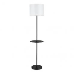 Lampe sur pied allen + roth avec tablette ronde, 58 po, métal, noir mat