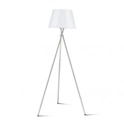Lampe sur trépied allen + roth, 59 po, métal/tissu, nickel brossé/blanc