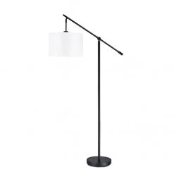 Lampe sur pied allen + roth avec bras articulé, 60 po, métal et lin, noir
