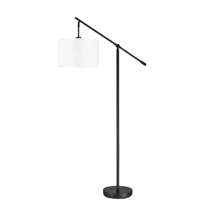 Lampe sur pied allen + roth avec bras articulé, 60 po, métal et lin, noir 1 Lampe sur pied allen + roth avec bras articulé, 60 po, métal et lin, noir