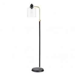 Lampe sur pied allen + roth rétro, 58 po, 60 W, métal/verre, noir/laiton antique