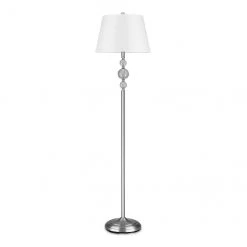 Lampe sur pied allen + roth avec boules de verre, 59,75 po, métal/tissu, nickel brossé/blanc cassé