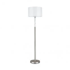 Lampe sur pied allen + roth, style marbré, 62 po, métal/lin, nickel brossé/blanc