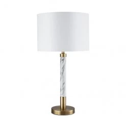 Lampe de table allen + roth, 25 po, métal/tissu, laiton antique/blanc cassé