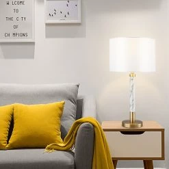 Lampe de table allen + roth, 25 po, métal/tissu, laiton antique/blanc cassé -ALLEN + ROTH Soldes Boutique 63745022c L