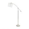 Lampe de plancher avec bras pivotant Allen + Roth 58 po nickel brossé et abat-jour en tissu blanc