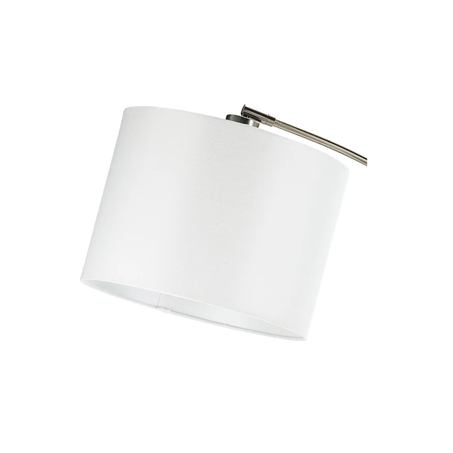 Lampe de plancher avec bras pivotant Allen + Roth 58 po nickel brossé et abat-jour en tissu blanc 3 Lampe de plancher avec bras pivotant Allen + Roth 58 po nickel brossé et abat-jour en tissu blanc – Image 3