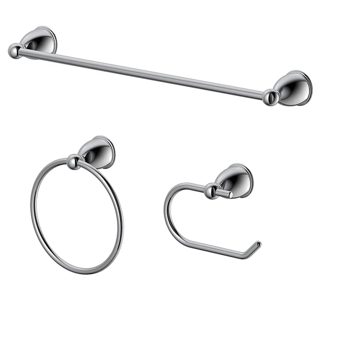 ALLEN + ROTH Ensemble d'accessoires de salle de bain, fini chrome, 3 pièces 1 ALLEN + ROTH Ensemble d'accessoires de salle de bain, fini chrome, 3 pièces