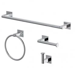 ALLEN + ROTH Ensemble de 4 accessoires pour la salle de bain, chrome