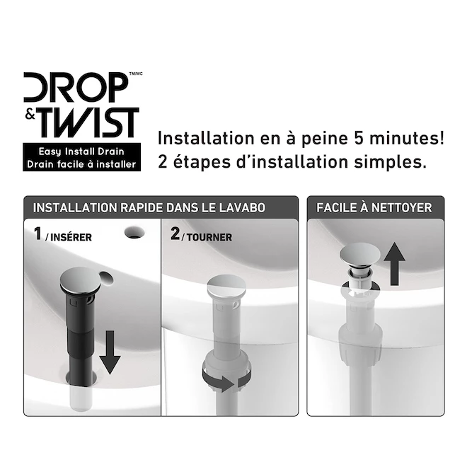 Robinet de lavabo à 1 poignée Kameron par Allen + Roth, chrome 3 Robinet de lavabo à 1 poignée Kameron par Allen + Roth, chrome – Image 3